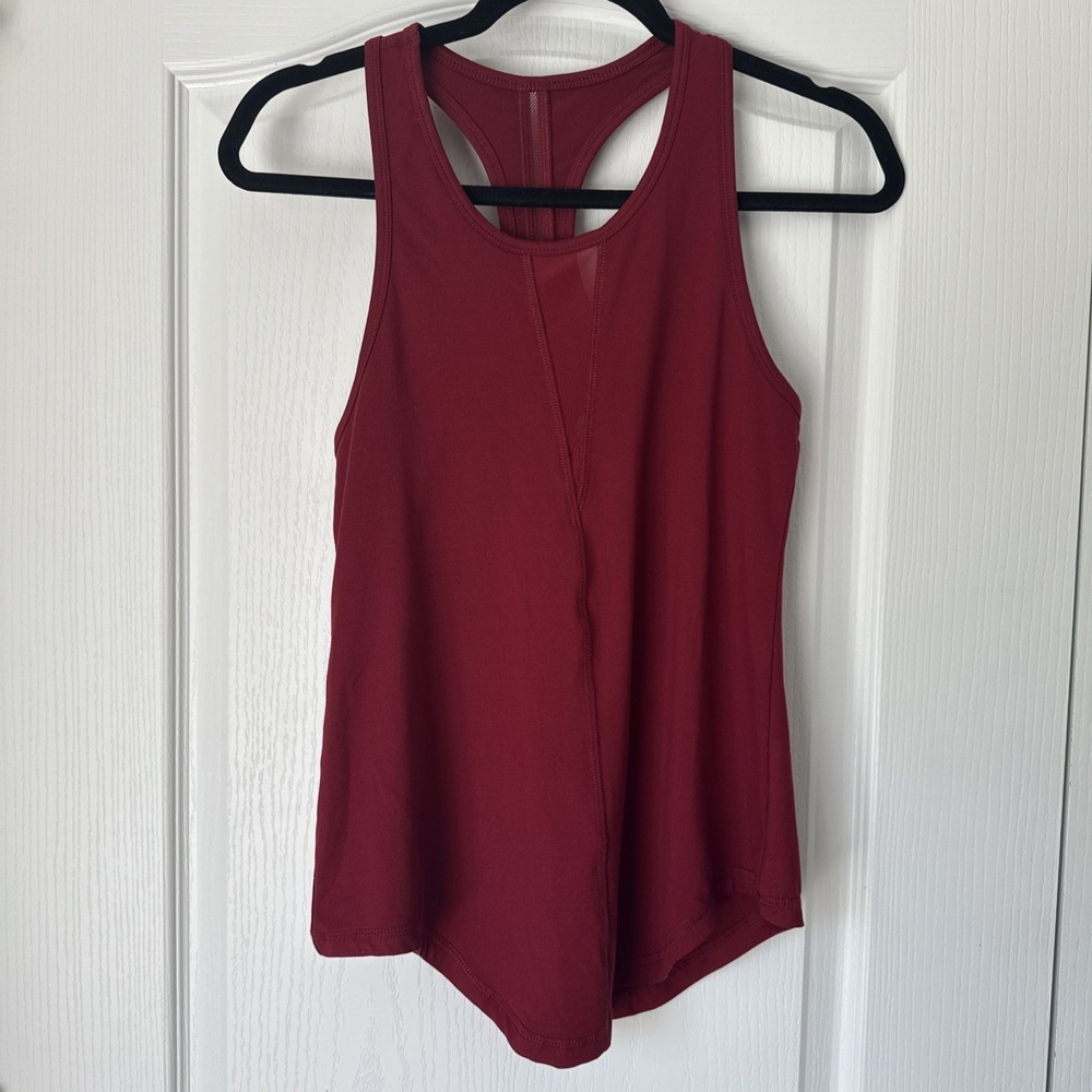 Zyia Active Effortless Tank Cranberry Workout Top Long Size Small Soft Stretch